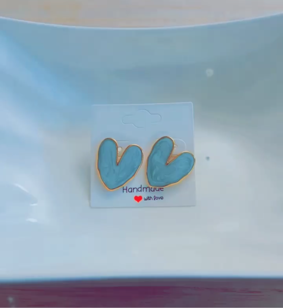 Heart shape earrings blue