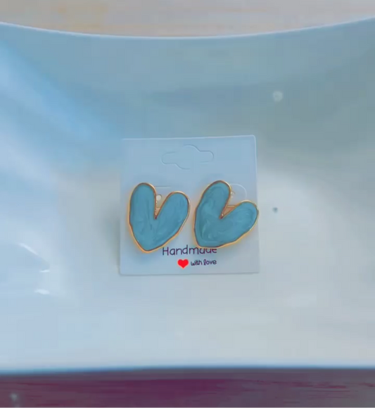 Heart shape earrings blue